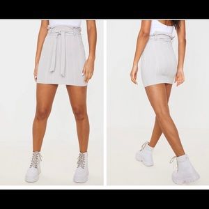 Pretty Little Thing Grey Pinstripe Tie Waist Mini Skirt size 6